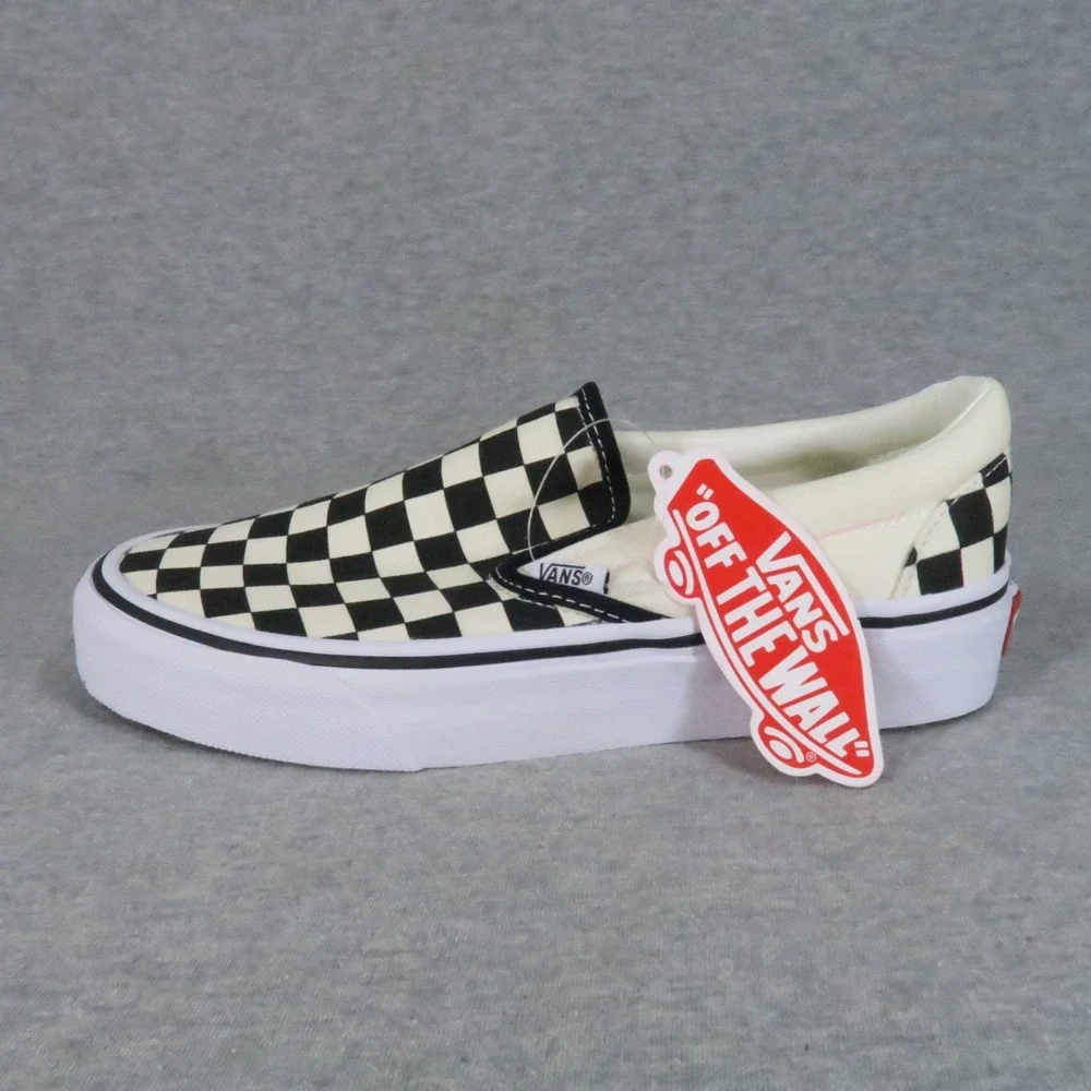 Vans Classic Slip-On Shoes Women US 6.5 Black White Checkerboard VN000EYEBWW NEW